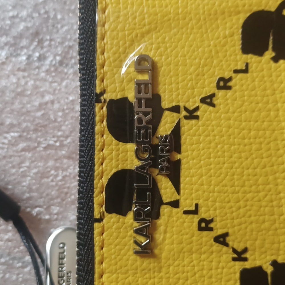 SOLD - NWT Karl Lagerfeld Adele Wallet Pouch - Yellow / Black - Picture 4 of 8